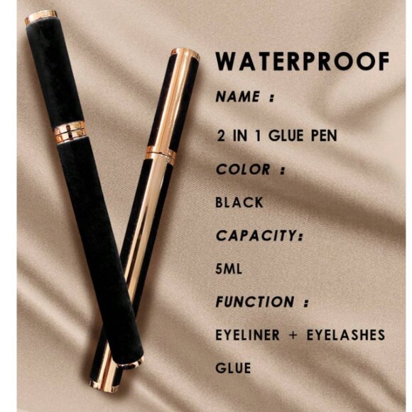 New! Black Velvet Self-Adhesive False Eyelashes 2 In 1 Glue Pen. So Easy!!!! - Picture 2 of 2